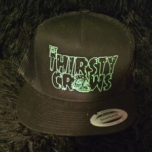 Black Snapback Hat with Green Logo